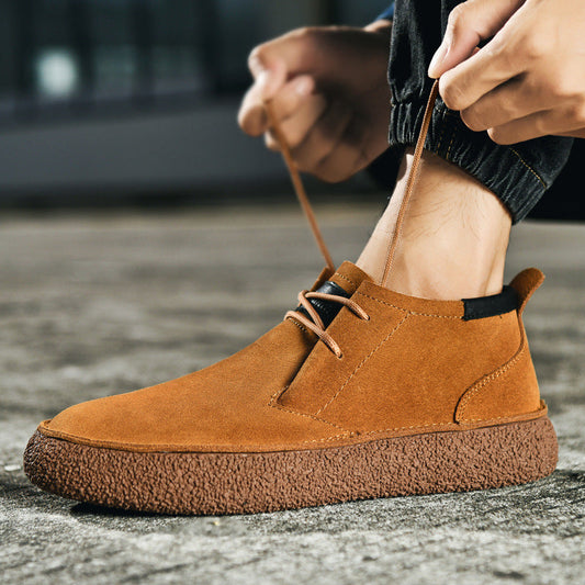 Men's Mid-Top Shoes Textured Suede Lace-Up - ClarkeLoafer