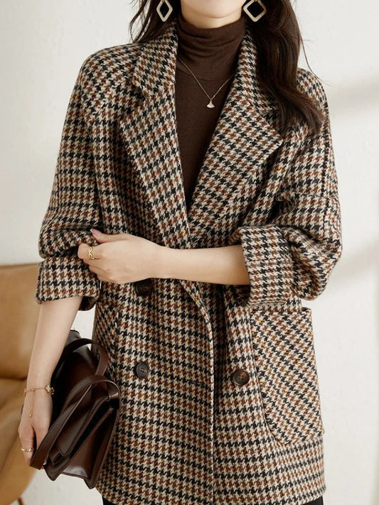 Women's Checkered Jacket - Elegant & Warm - Persephone