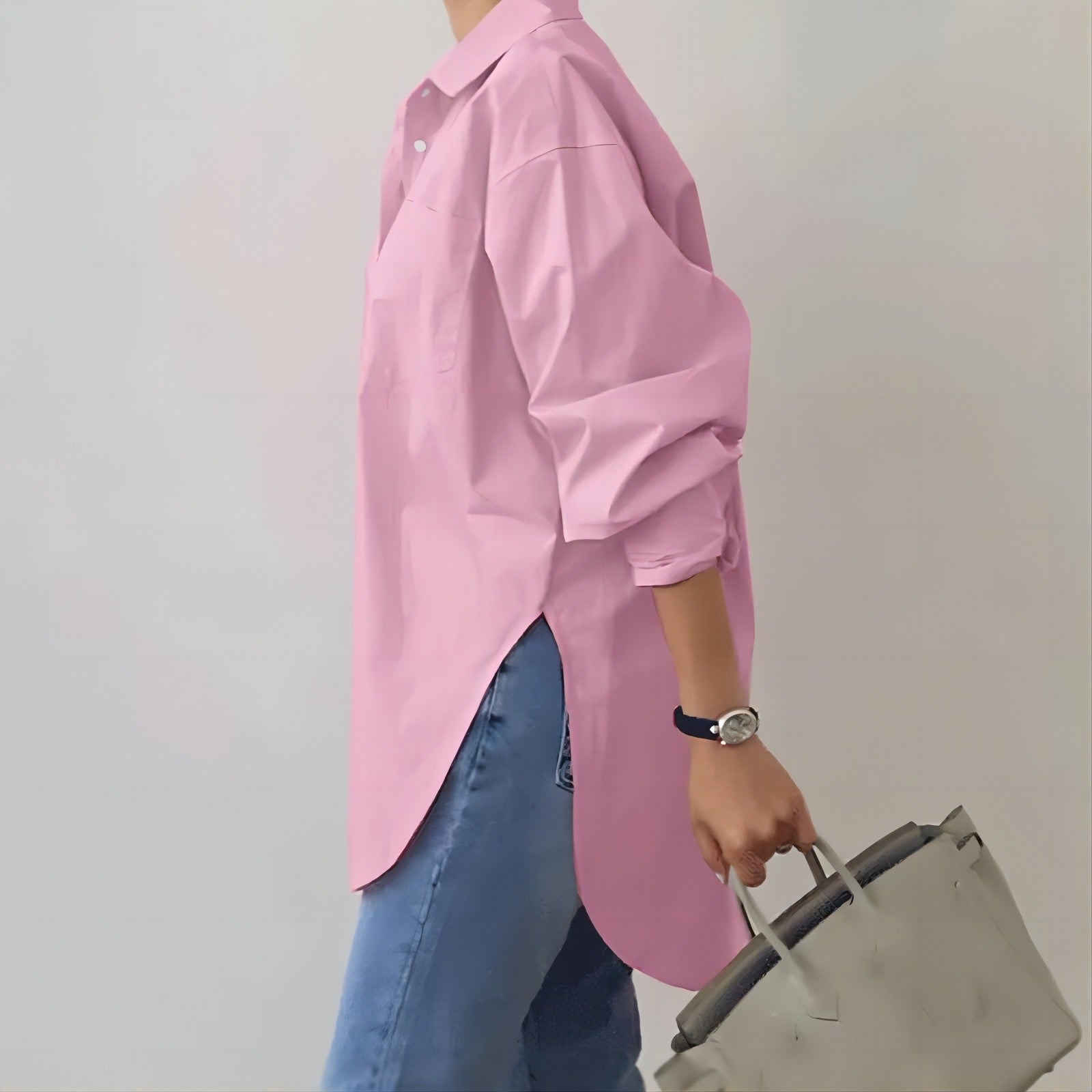 Women's Oversized Shirt - Relaxed Fit Button-Up, Everyday Chic - StyleEase