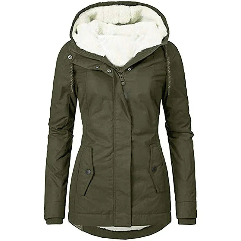 Women's Plush-Lined Weather Resistant Parka - UrbanShield Green
