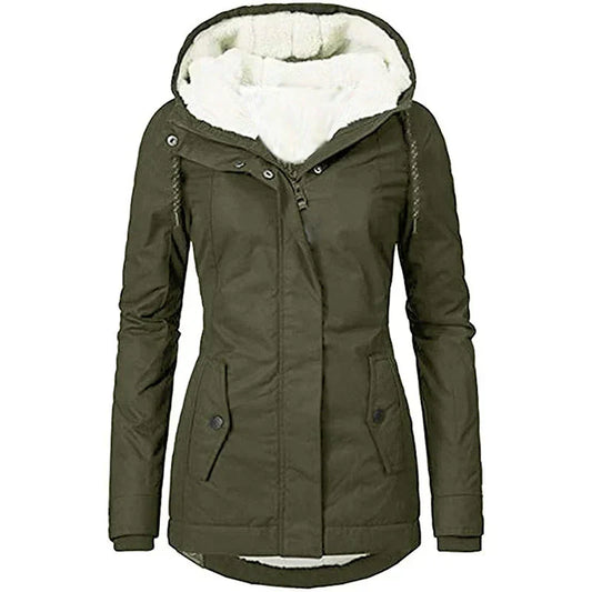 Women's Plush-Lined Weather Resistant Parka - UrbanShield Green