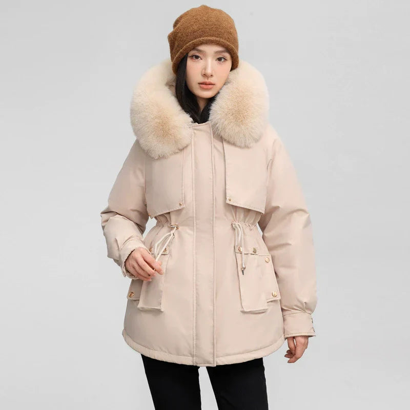 Women's Relaxed Fit Parka - Faux Fur Trim Winter Coat - UrbanChic White