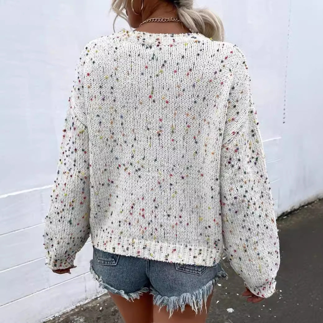 Women's Knit Pullover Sweater Relaxed Fit - SpeckleKnit