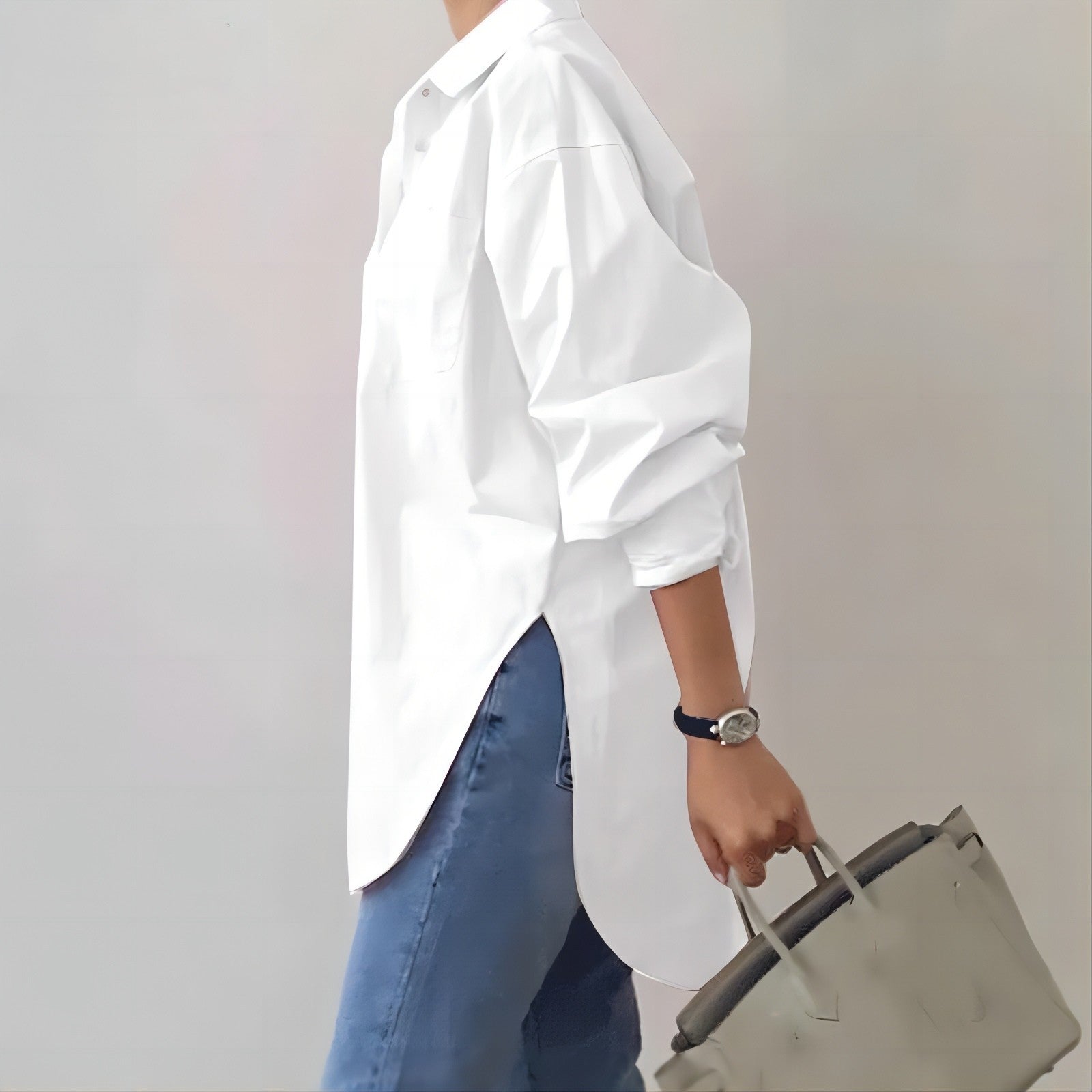 Women's Relaxed Fit Oversized Shirt - Effortless Chic, Button-Up - StyleEase