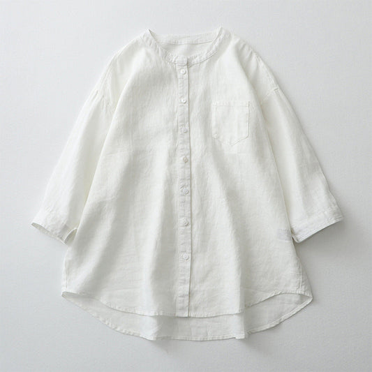 Women's Oversized Button-Down Shirt Natural Fibers - CasualEase White