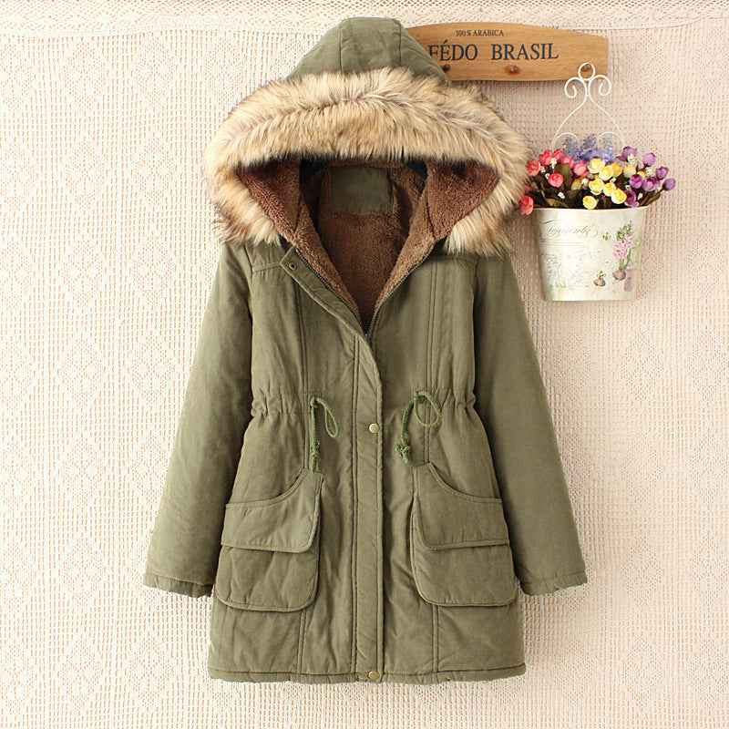Women's Sherpa-Lined Parka - Faux Fur Trim, Slim Fit - WinterCharm Army Green