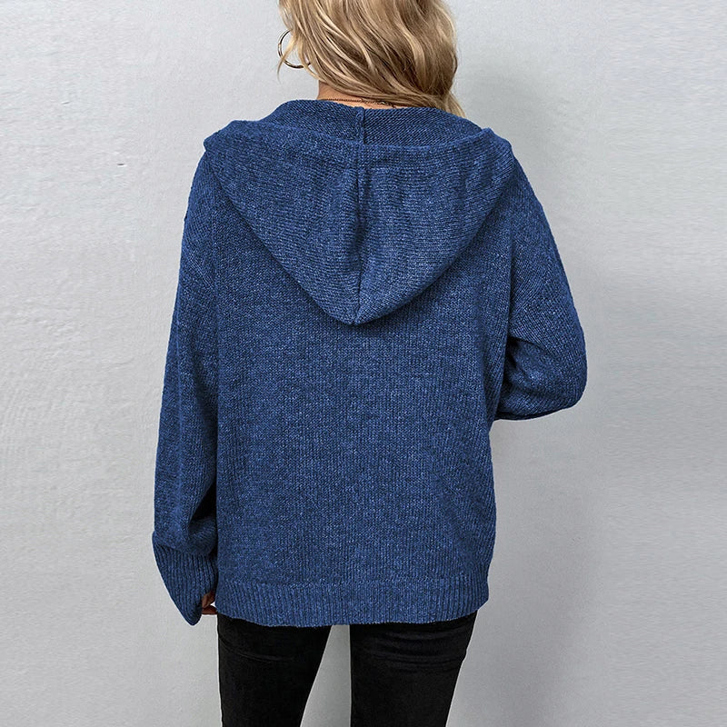 Women's Cozy Hooded Knit Cardigan - SnuggleWrap