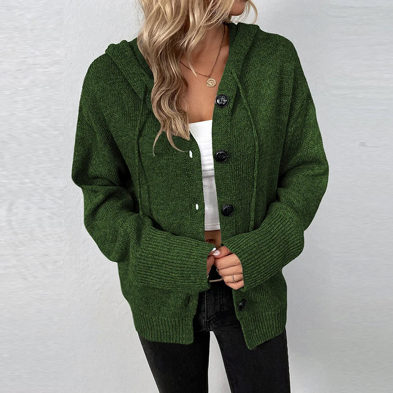 Women's Cozy Hooded Knit Cardigan - SnuggleWrap
