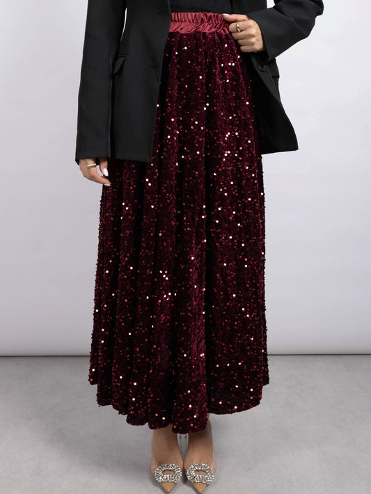 Sequin Skirt One-Size-Fits-Most Elastic Waist