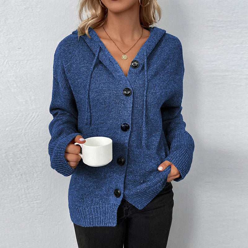 Women's Cozy Hooded Knit Cardigan - SnuggleWrap