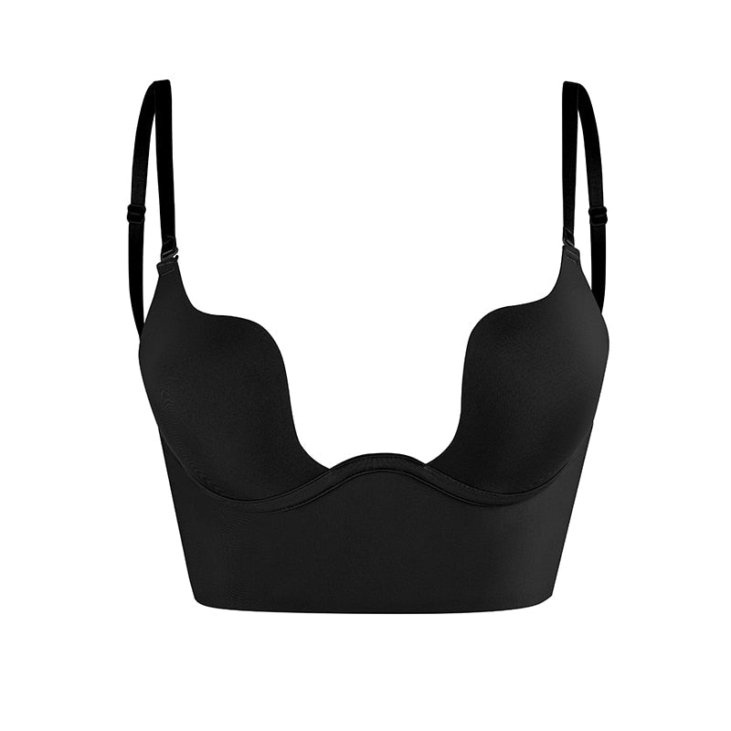 Seamless Backless Bra with Underwire Support - Couture Bra Black