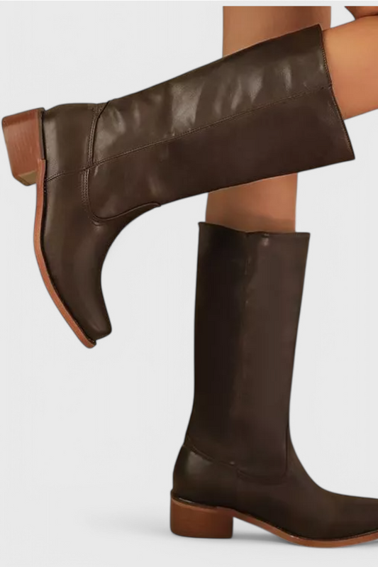 Women's Knee-High Boots with Stacked Heel