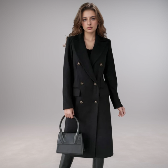 Women's Wool Blend Trench Coat - Elegant Tailored Fit - CityChic