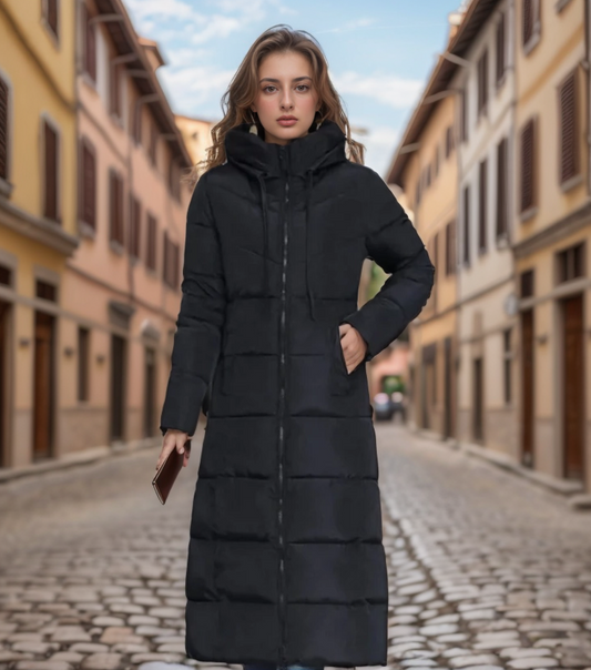 Women's Long Puffer Coat Quilted Insulated - UrbanShield