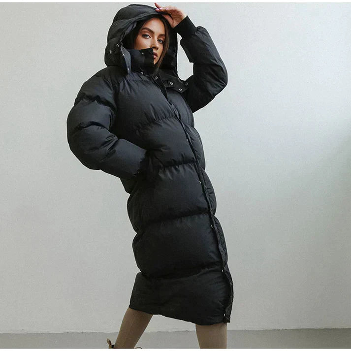 Women's Oversized Puffer Jacket Insulated Quilted Winter Coat - UrbanChic Black