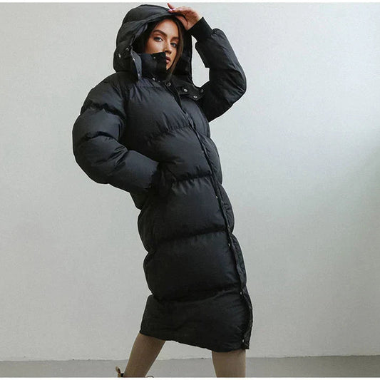 Women's Oversized Puffer Jacket Insulated Quilted Winter Coat - UrbanChic Black