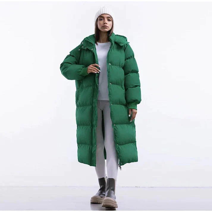 Women's Oversized Puffer Jacket Insulated Quilted Winter Coat - UrbanChic Green