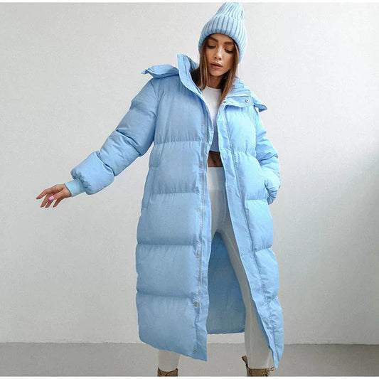 Women's Oversized Puffer Jacket Insulated Quilted Winter Coat - UrbanChic Blue