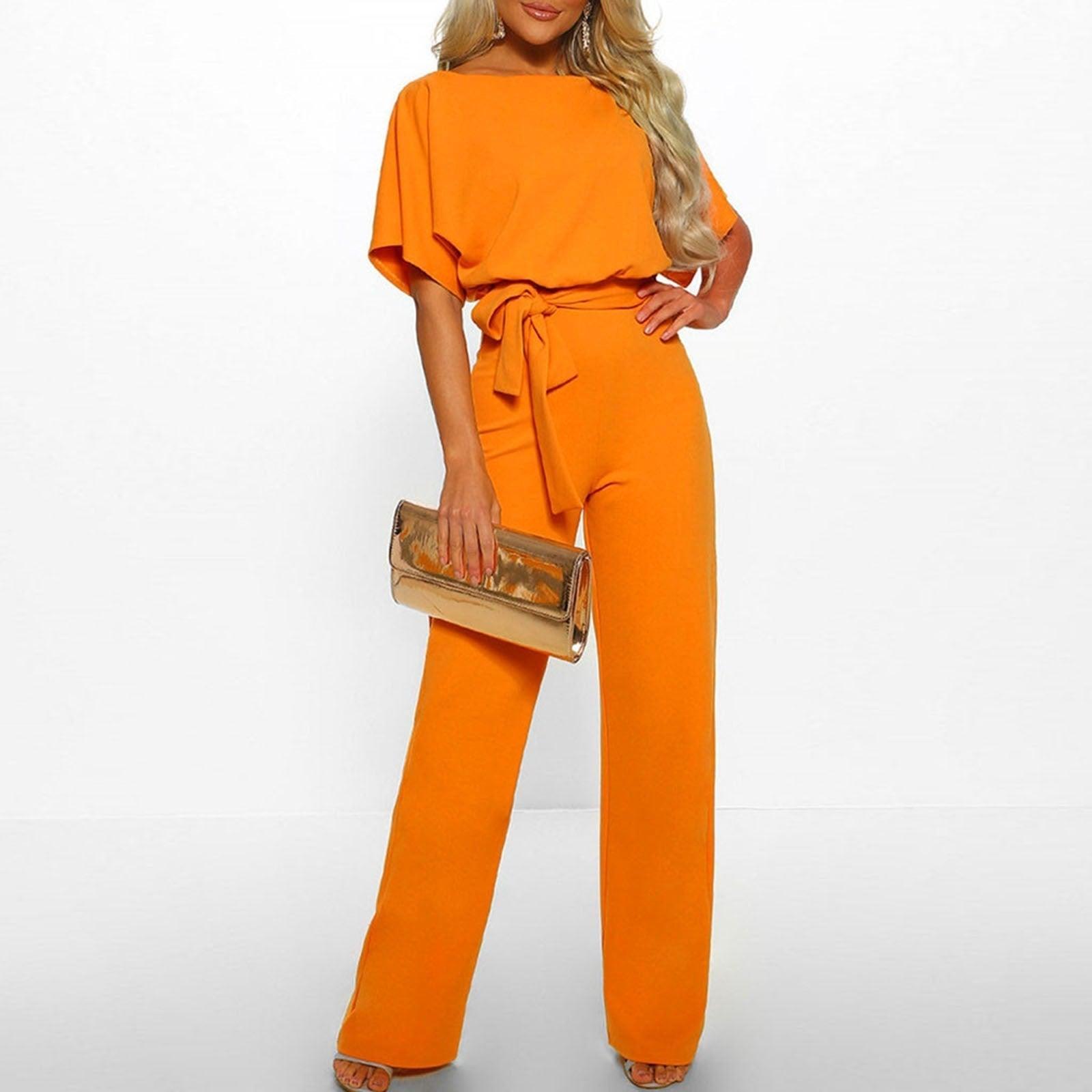 Elegant Women's Belted Jumpsuit - Figure Flattering, Chic Style - Beltify Yellow