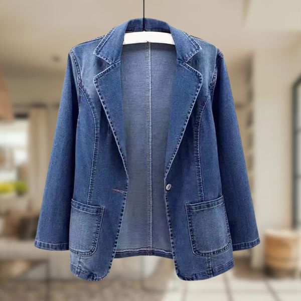 Women's Tailored Denim Blazer Chic Sophistication - DenimEdge