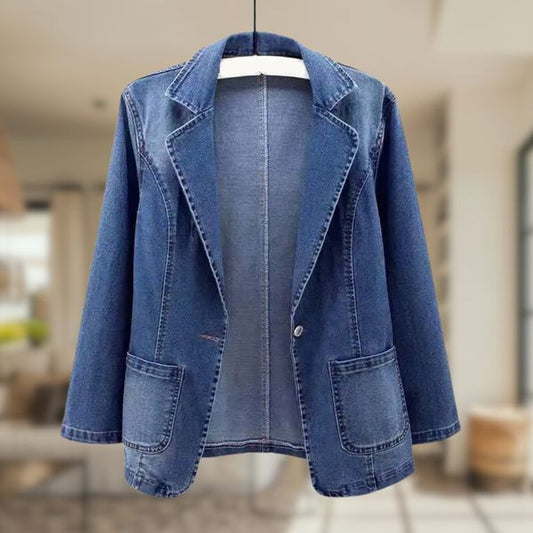 Women's Tailored Denim Blazer Chic Sophistication - DenimEdge