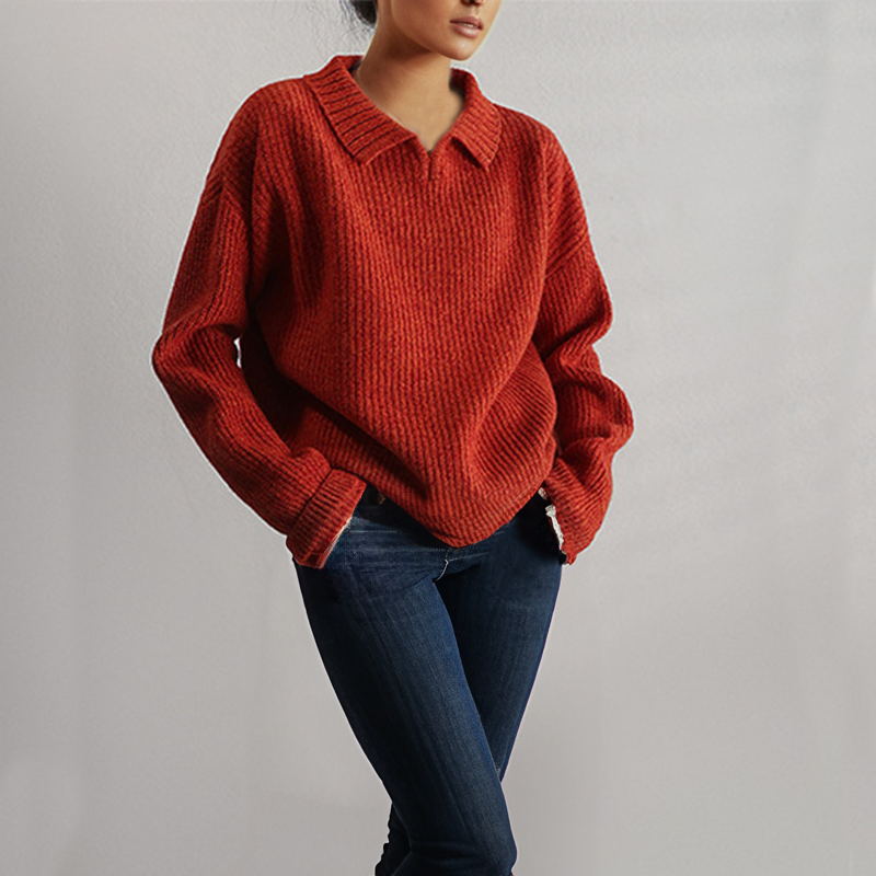 Women's Knitted Sweater, Long Sleeve, Relaxed Fit - CozyKnit