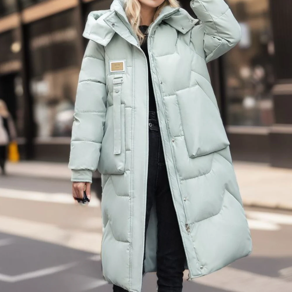 Quilted Insulated Trench Coat for Women - UrbanShield Green