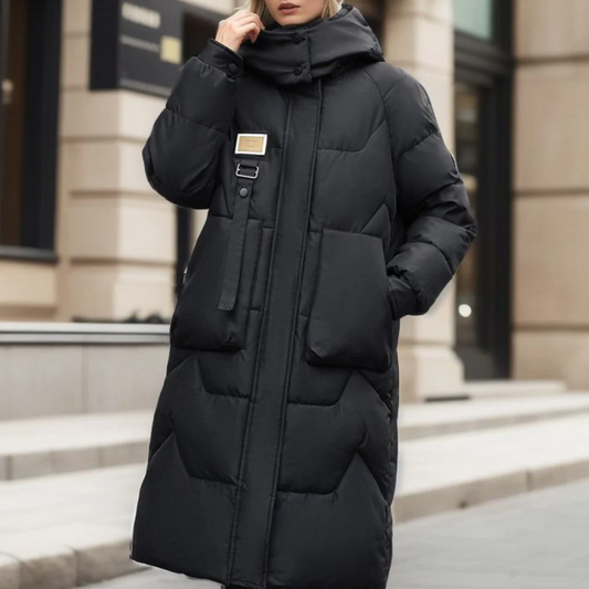 Quilted Insulated Trench Coat for Women - UrbanShield Black