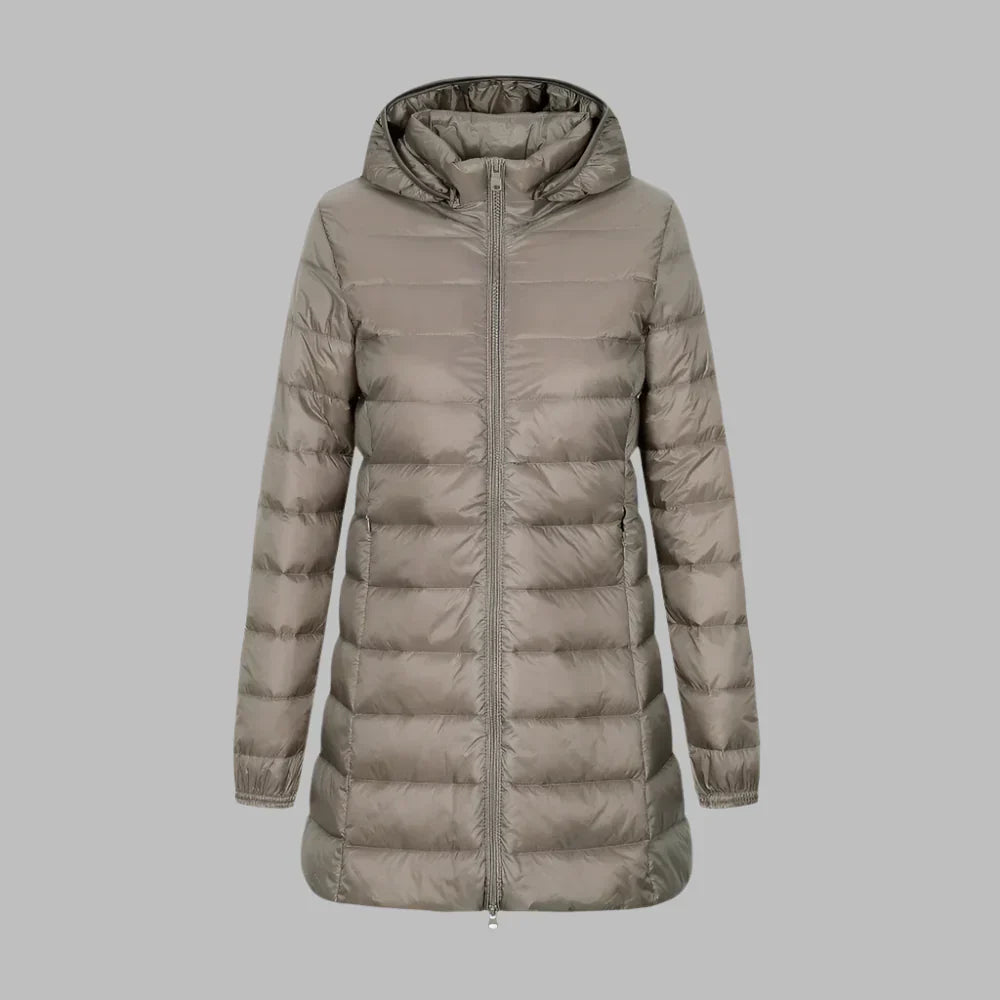 Women's Quilted Down Winter Jacket - Water-Resistant UrbanChic Grey