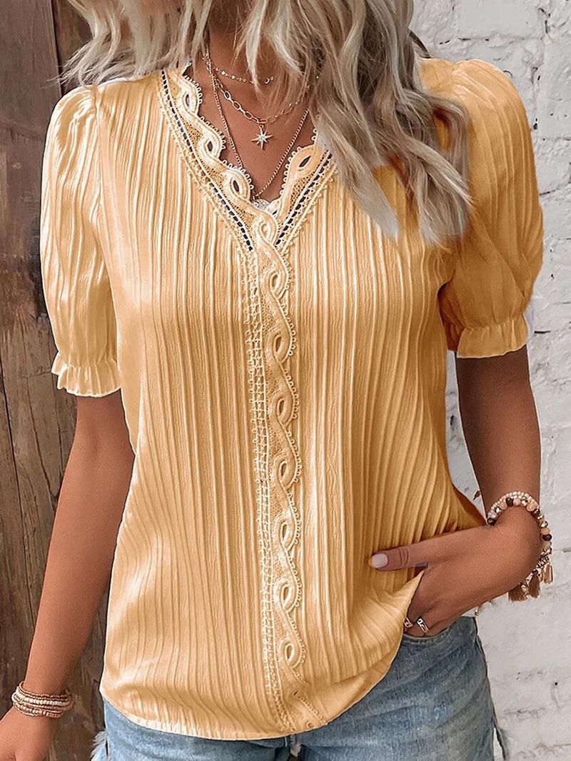 Women's Premium V-Neck T-Shirt Soft & Breathable - Everyday Tee Gold